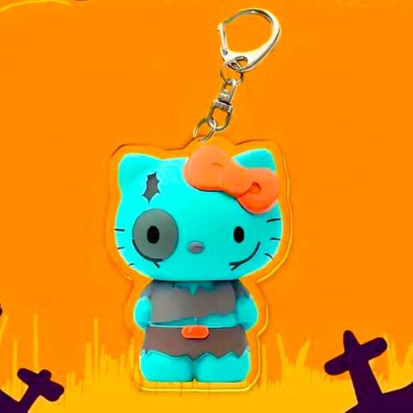 HALLOWEEN SALE Zombie Hello Kitty 2D Acrylic Bag Charm Keychain - Picture 1 of 3